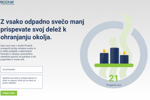Na sliki je spletna stran, kjer lahko prižgete virtualno svečo.